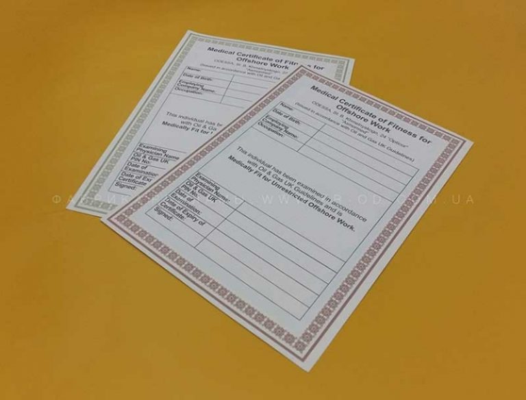 Печать фирменных сертификатов